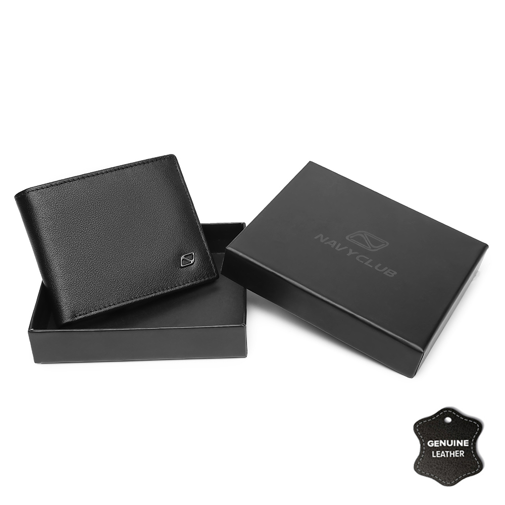 Navy Club Vintage Dompet Pria Lipat Dompet Kulit Asli - Free Box Exclusive
