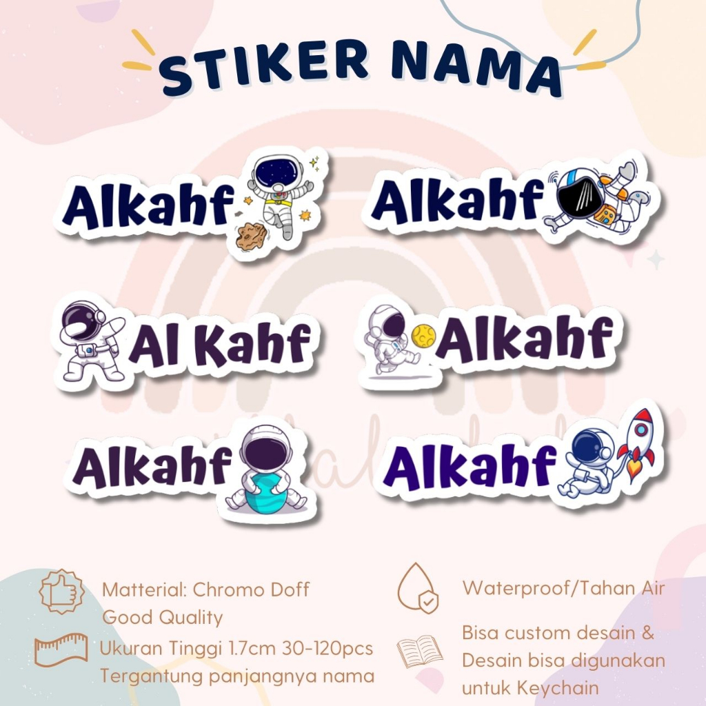 

Stiker Kiss Cut ASTRONOUT Stiker Label Nama Waterproof Tahan Air