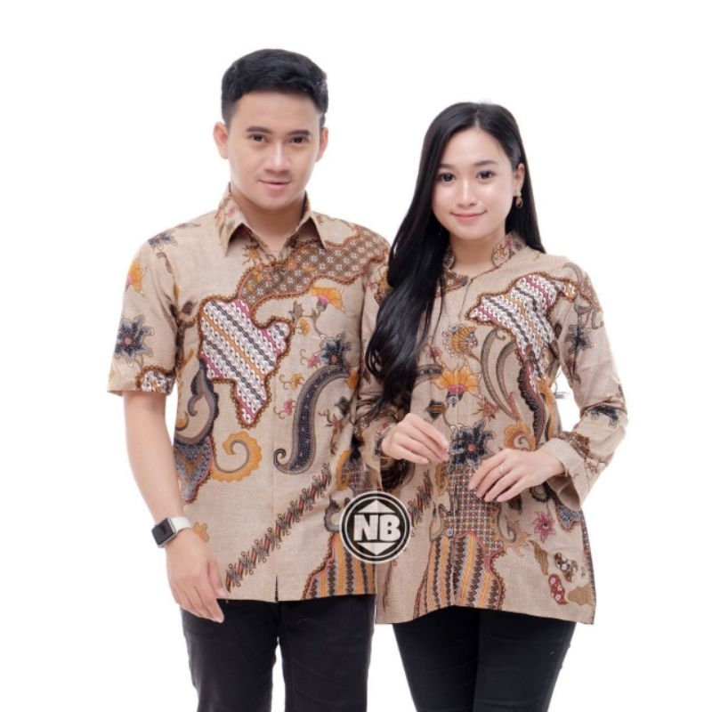 Couple Batik Keren Cewek Cowok Blouz Hem Pendek Jumbo up to XXL
