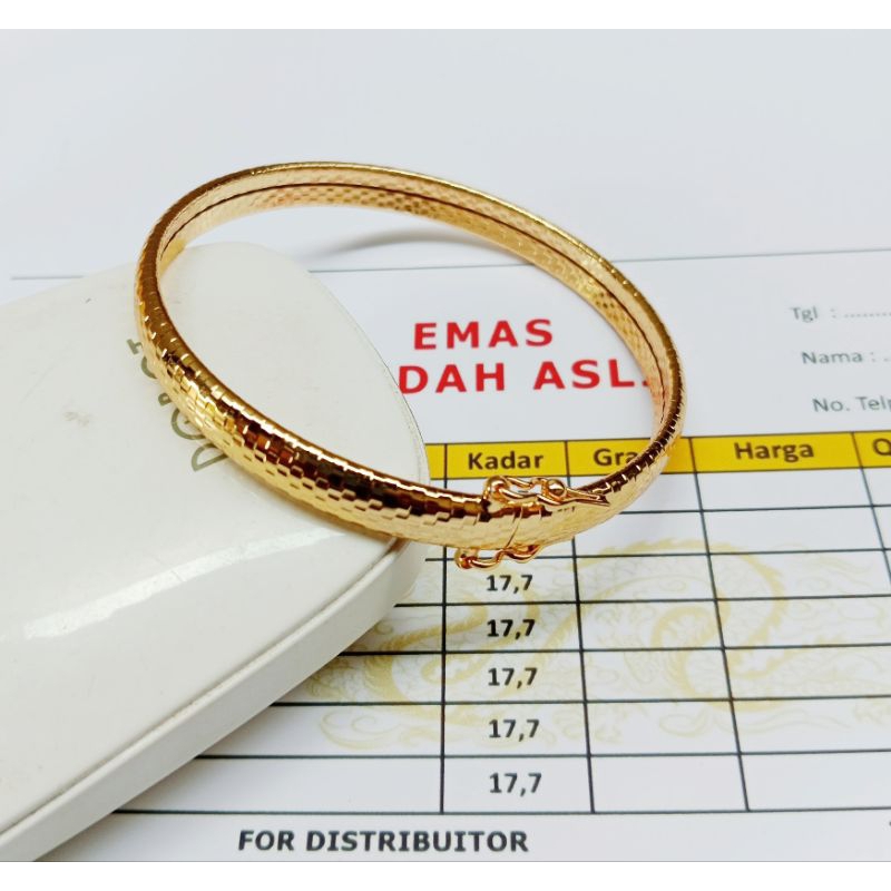 Gelang Emas Muda 15gr free Surat