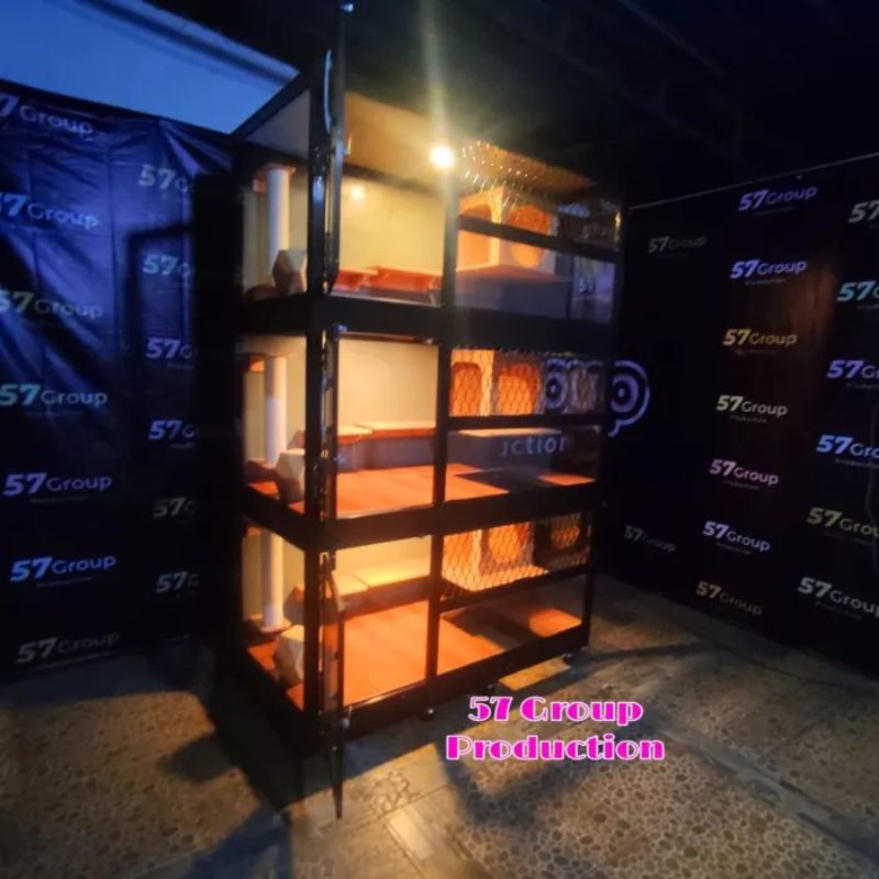 Kandang rumah kucing besar aluminium model susun tingkat 3 kamar