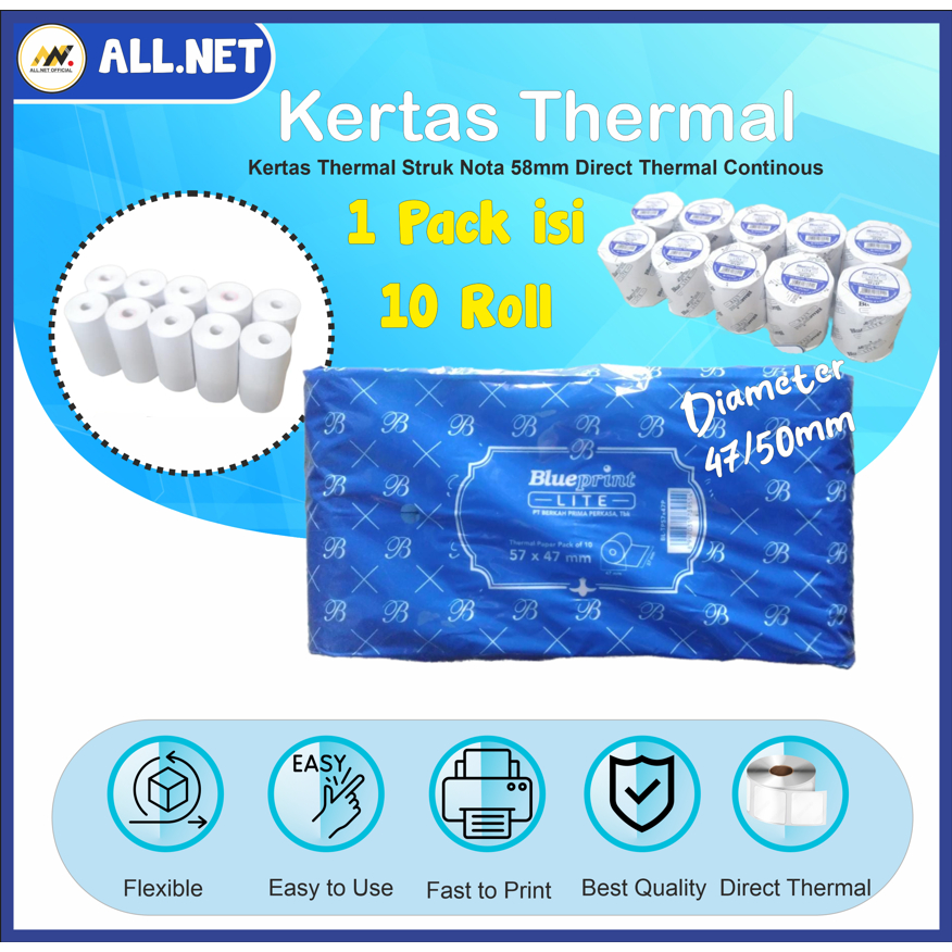 

Kertas thermal 47x58mm Direct Thermal Kertas Nota Kasir Continouse