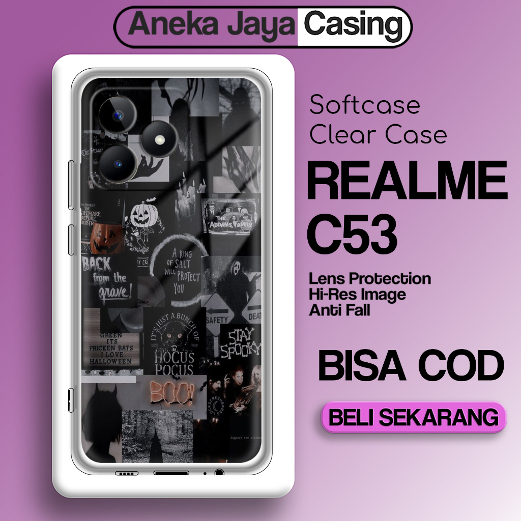 Case Realme C53 Casing Clear Case Motif Aesthetic Black Casing Softcase Premium Case Bening Case Kar