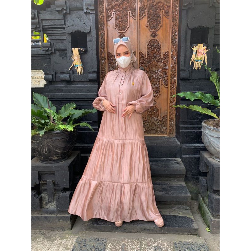 gamis/ mewah/ saten/maxmara /jumbo/ pesta/polos/ motif