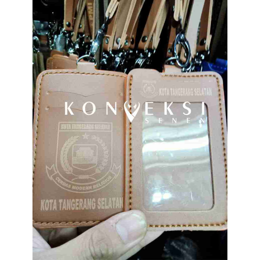 

gantungan kulit id card lanyard name tag kota tangsel tempat kartu | lanyard kota tangsel