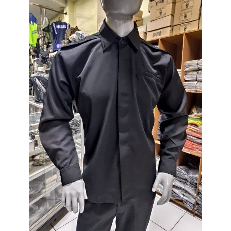 Safari satpam Coklat Panjang Model Paspampres | Safari kancing Paspampres Coklat Panjang