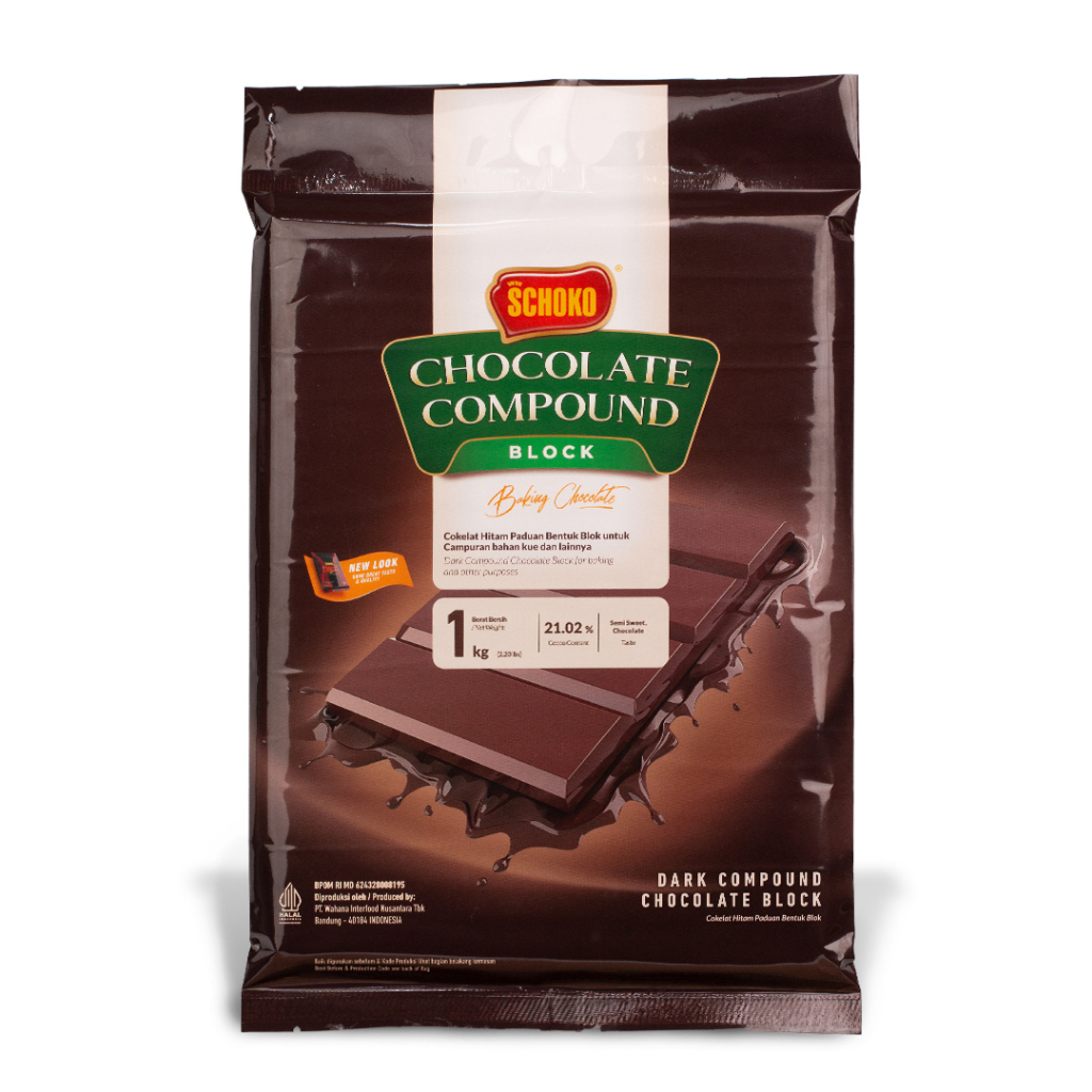 

SCHOKO Dark Compound Chocolate Block - 1 Kg / Coklat Batangan