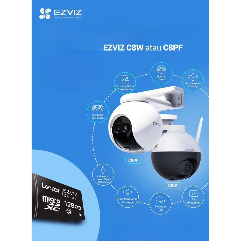 WIFI CAMERA EZVIZ C8W/C8PF 2K 4MP COLOR Night Vision ip Werelles