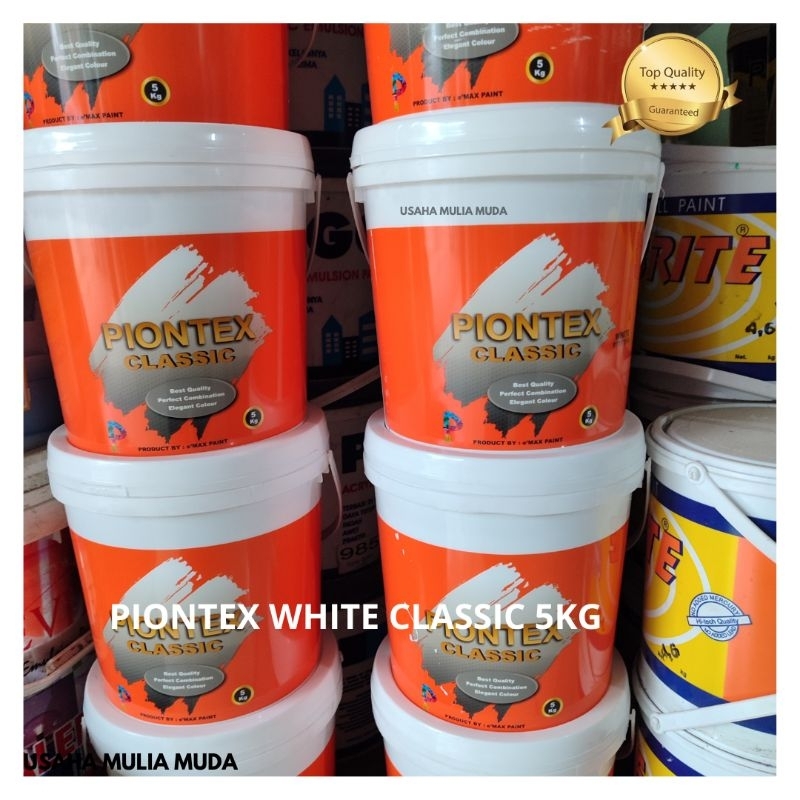 CAT TEMBOK PIONTEX WHITE CLASSIC 5KG | CAT TEMBOK MURAH 5KG | CAT TEMBOK PUTIH