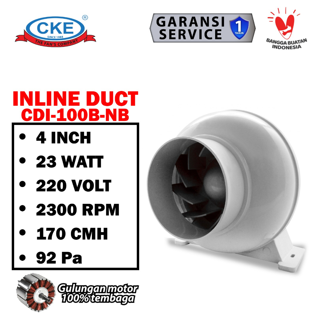 Duct Inline CKE CDI-100B-NB 4 Inch Inline Fan Duct Fan Blower Hisap
