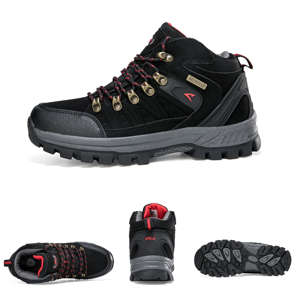 SEPATU GUNUNG SNTA 505 BLACK WATERPROOF MID TREKKING HIKING ORIGINAL Size 39 40 41 42 43 44 45 46