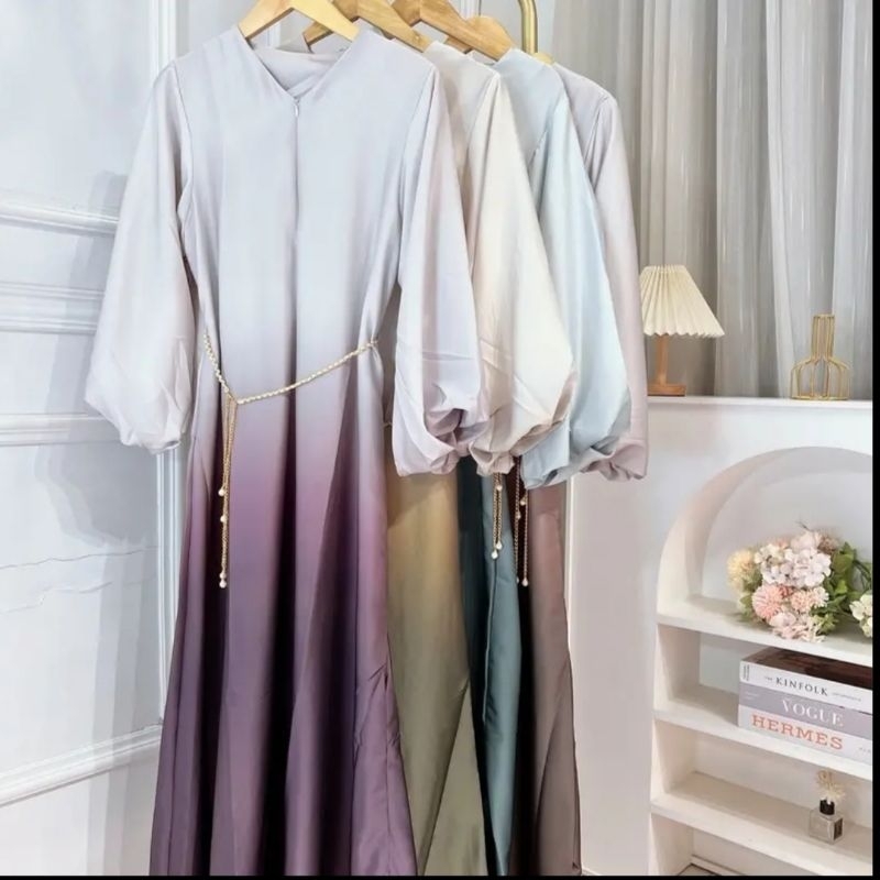 Almeera Gradient Dress | Silk Armany Gradasi | Gamis Busui Gradasi | Limited
