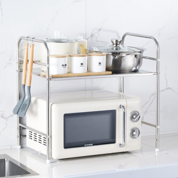 Jual Rak Microwave Oven Stainlees Steel 2 Susun Rak Dapur Bonus 6 Gantungan Murah