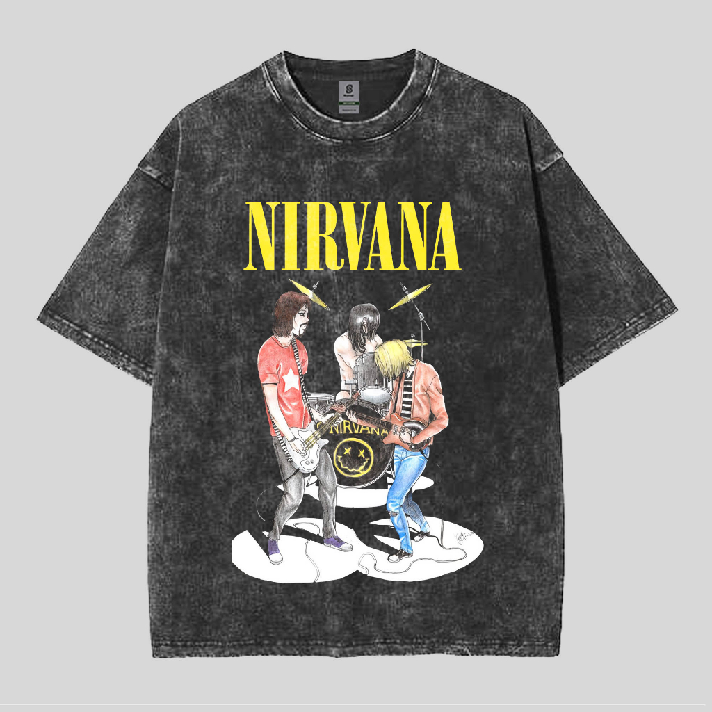 KAOS NIRVANA BAND VINTAGE T-SHIRT OVERSIZE WASHED TEE