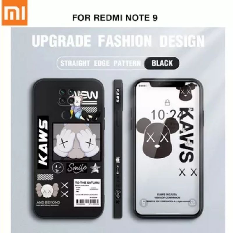 Case Xiaomi Redmi Note 9 Softcase Cartoon Kaws Fashion Square Edge