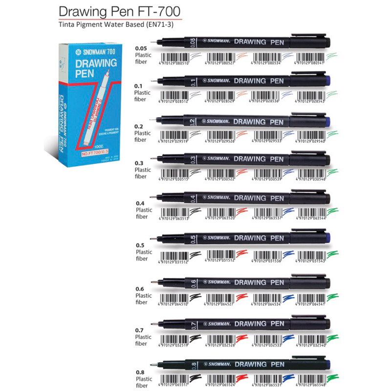 

Snowman Drawing Pen FT-700 drawing pen snowman warna hitam 0.1 0.2 0.3 0.4 0.5 0.6 0.7 0.8