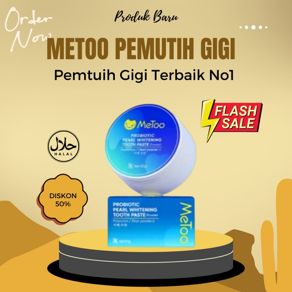 MeToo Teeth Whitening Powder / Pemutih Gigi / Probiotik / Pembersih Karang Gigi