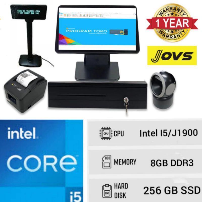 Mesin kasir PC All in one Core i5 Touchscreen Komputer kasir lengkap