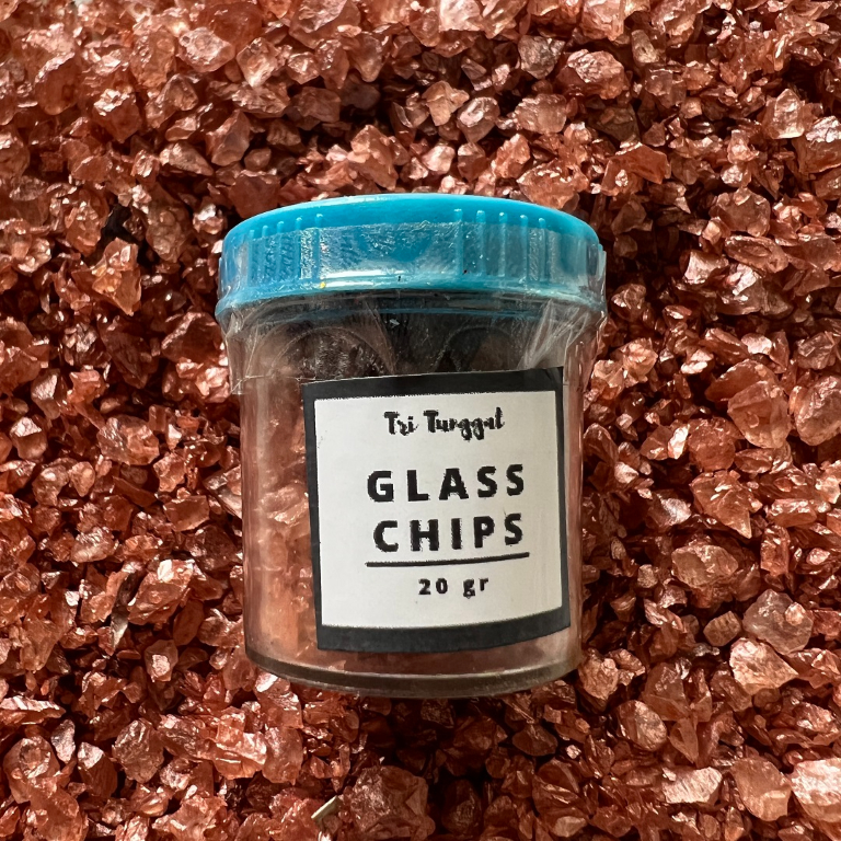 Glass Chips 20gr Rosegold Serpihan Kaca Pecahan Butiran Fake Materials Kesenian Estetik Indah Kualit