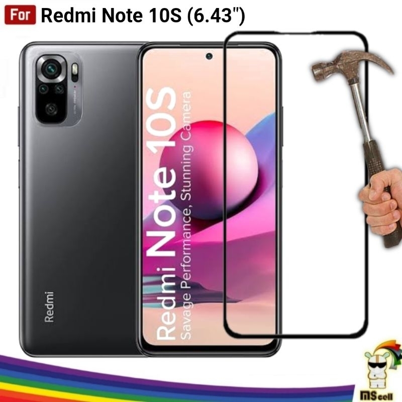 Tempered glass Redmi Note 10S Full Cover - Tg Xiaomi Note 10s Anti Gores kaca Full Layar Cover 9H