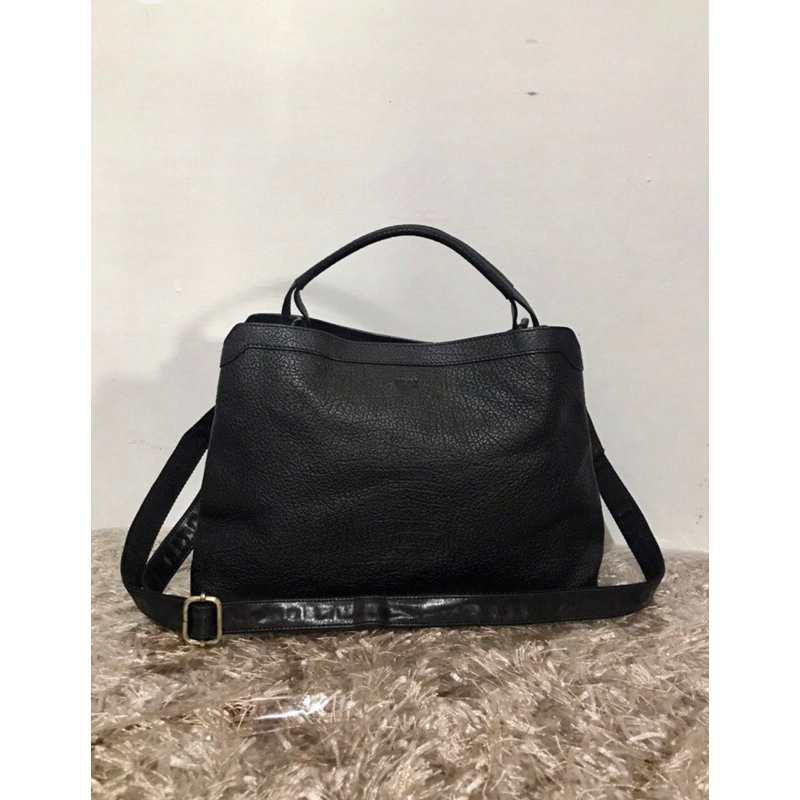 be_ge tas kulit asli handbag slingbag hitam bege