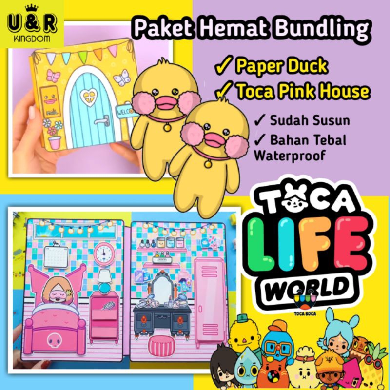 Toca Boca Mainan ,Toca Boca Paper BOOK,Paper Duck Paket Hemat,paper duck murah,paper duck house,Pupe
