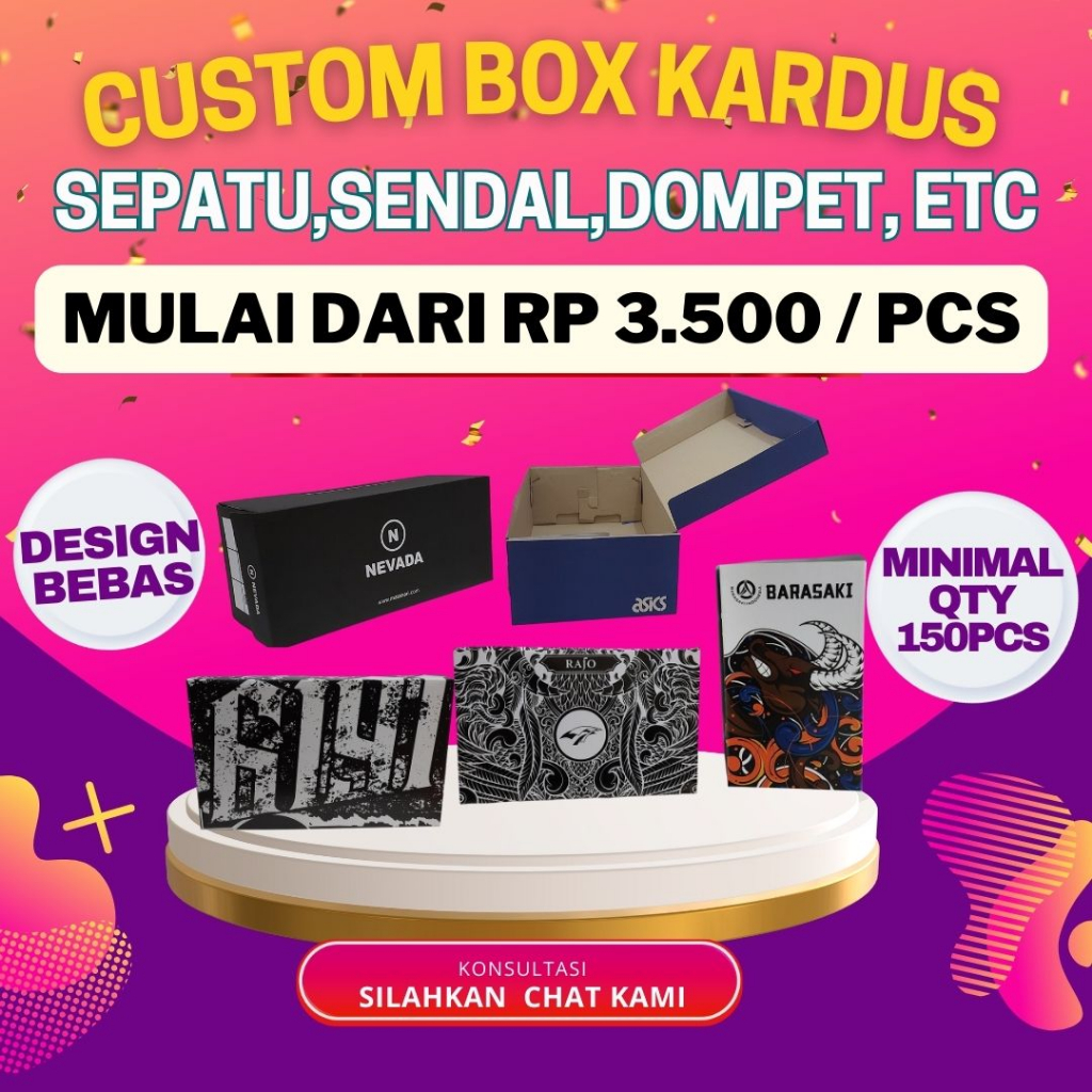 CUSTOM INNER BOX/ DUS / KARDUS SEPATU KARDUS SENDAL KARDUS DOMPET MURAH PROMO MINIM QTY