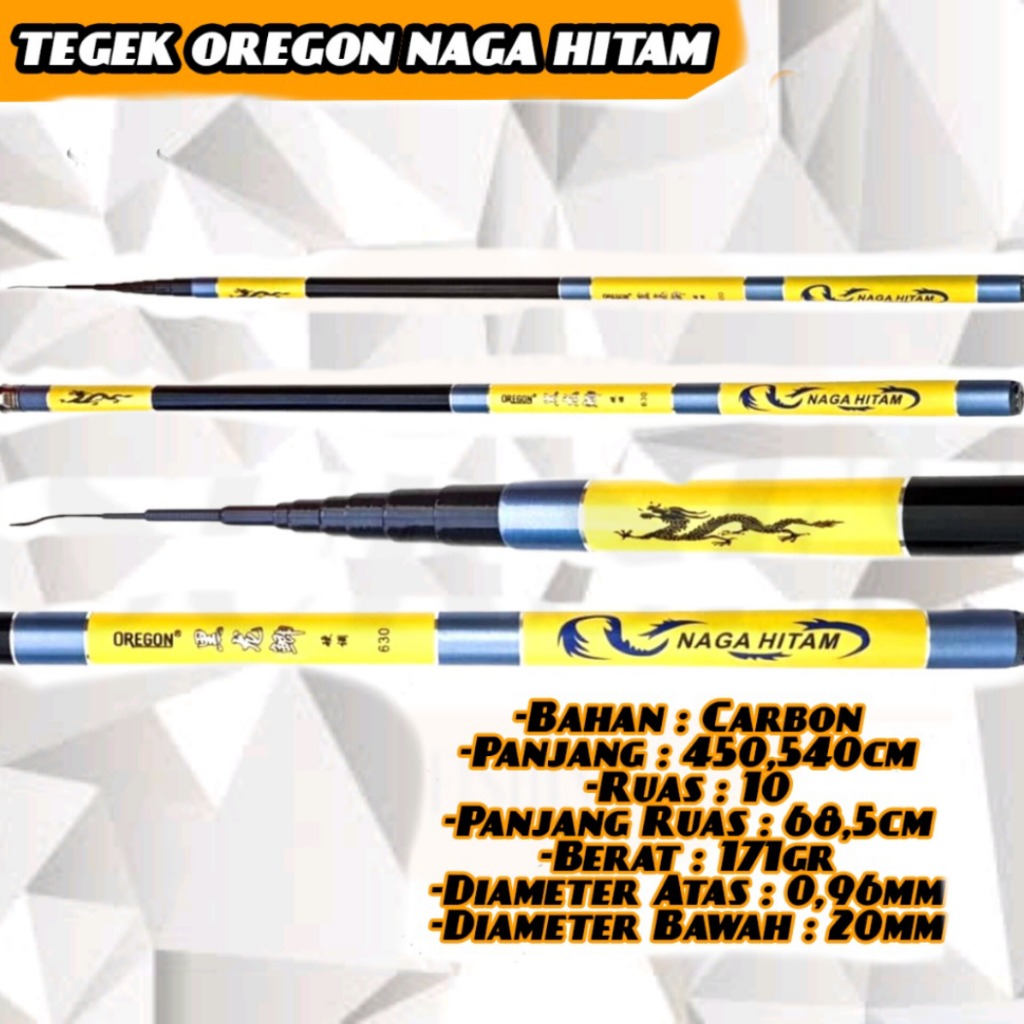 Joran Pancing Joran Tegek Mentah Oregon Naga Hitam Carbon