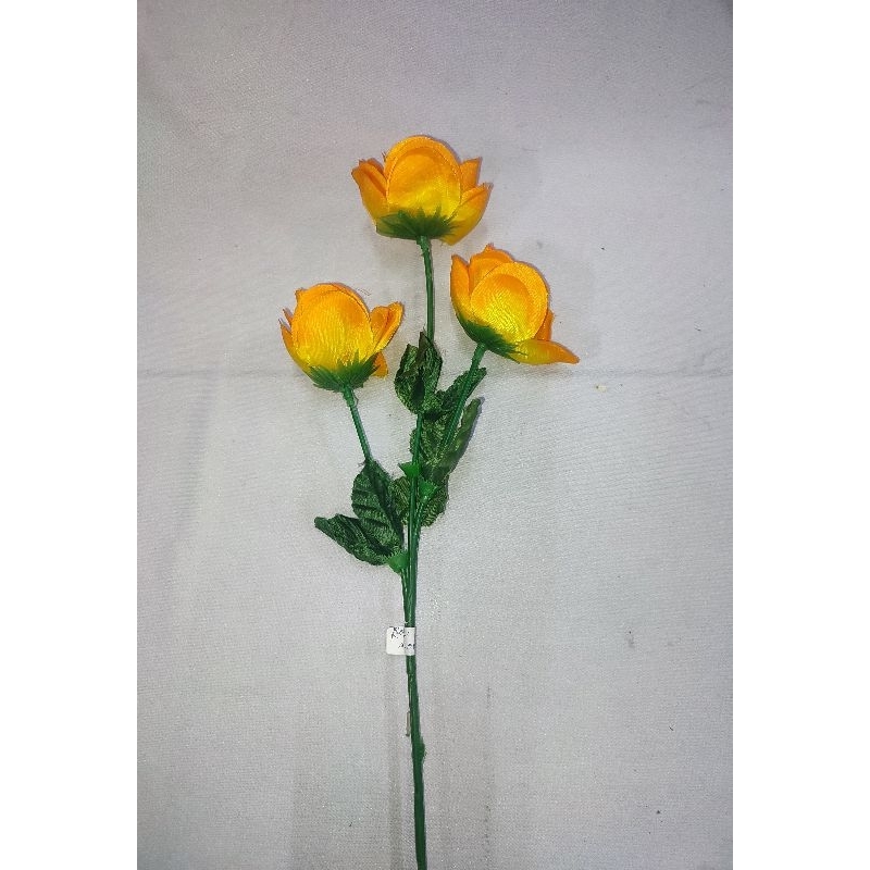 Bunga satuan artificial palsu Mawar orange cabang 3