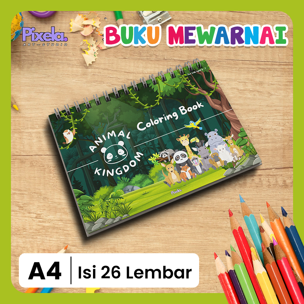 

PREMIUM Buku Mewarnai Gambar Anak Lucu Edukasi Seri Animal / Binatang A4 untuk Usia 3 sampai 6 Tahun GRATIS PENSIL WARNA