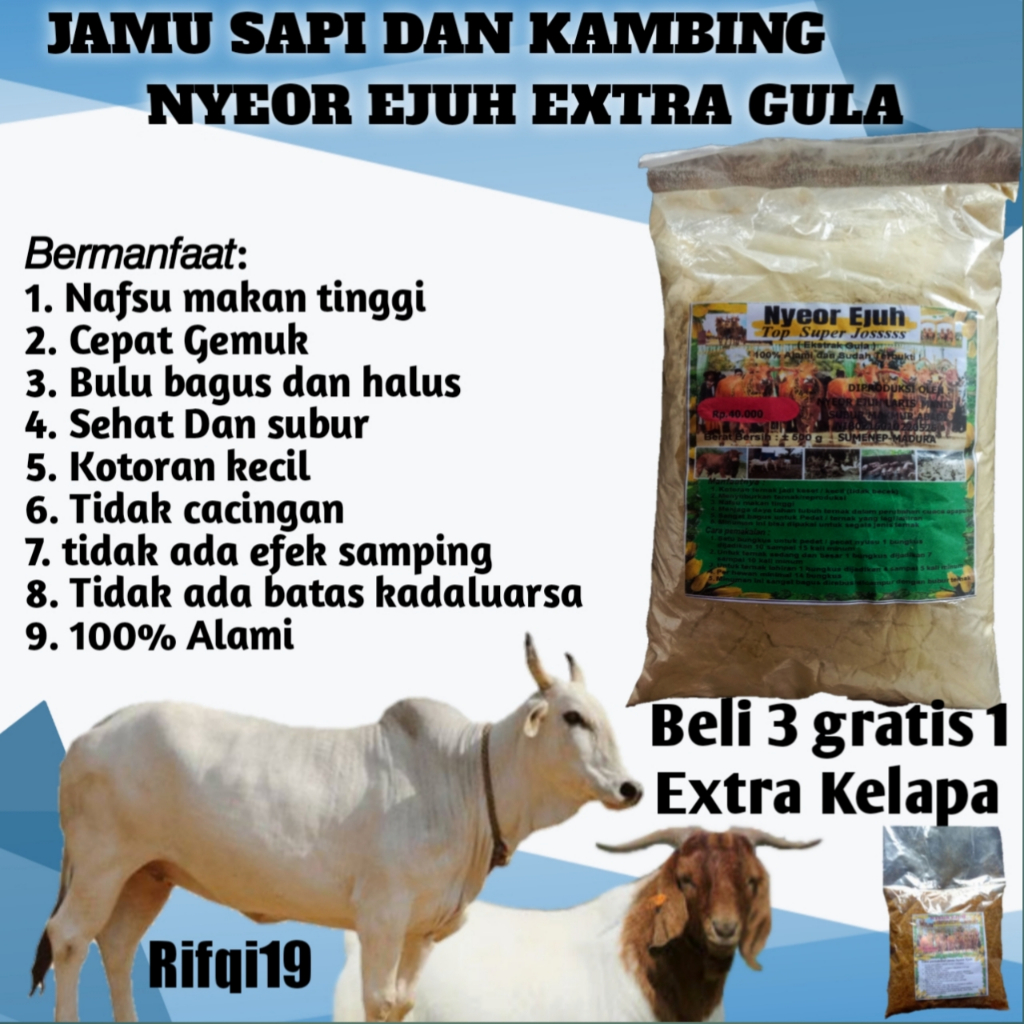 JAMU SAPI NYEOR EJUH EXTRA GULA PENGGEMUK SAPI VITAMIN KAMBING JAMU NYEOR EJUH JAMU PENGGEMUK SAPI V