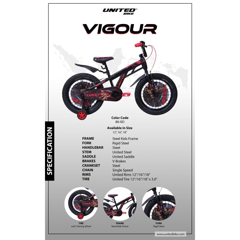 Sepeda BMX United Vigour 12 16 18 inc sepeda anak laki laki