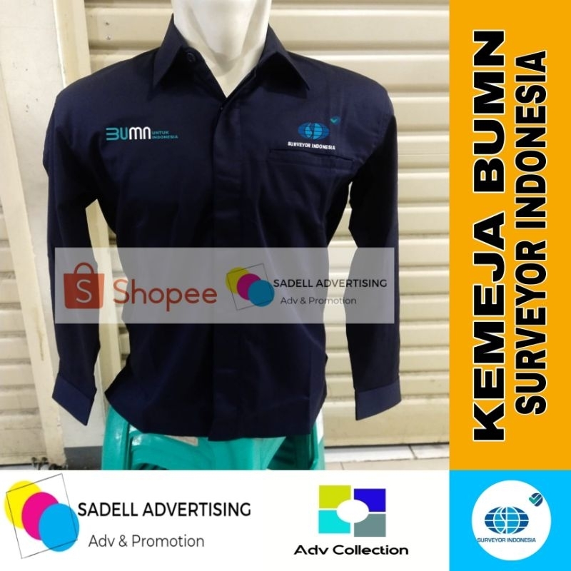Kemeja BUMN Surveyor Indonesia Seragam Surveyor Indonesia BUMN Navy Lengan Panjang Pria Bordir