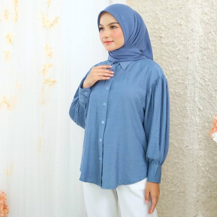 new REA BLOUSE BASIC KEMAJA M L XL POLO LINEN