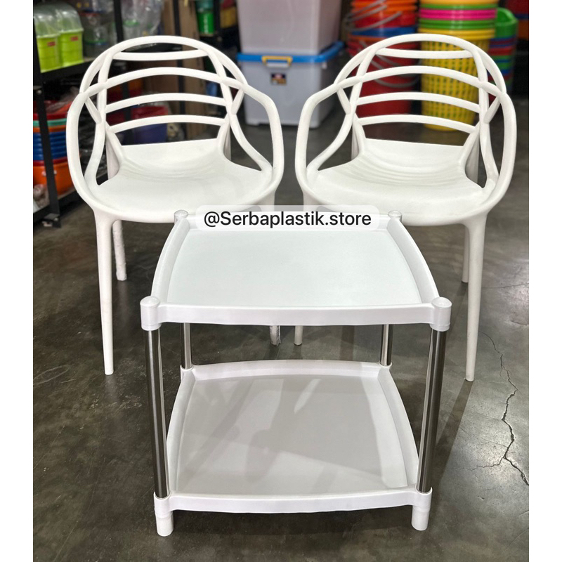 kursi santai set meja (2 kursi 1 meja ) / kursi semi fiber plastik warna / kursi teras / meja teras 