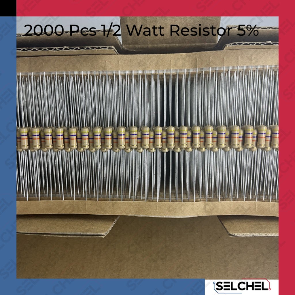 2000 pcs resistor 5% 1/2 Watt 1 kotak