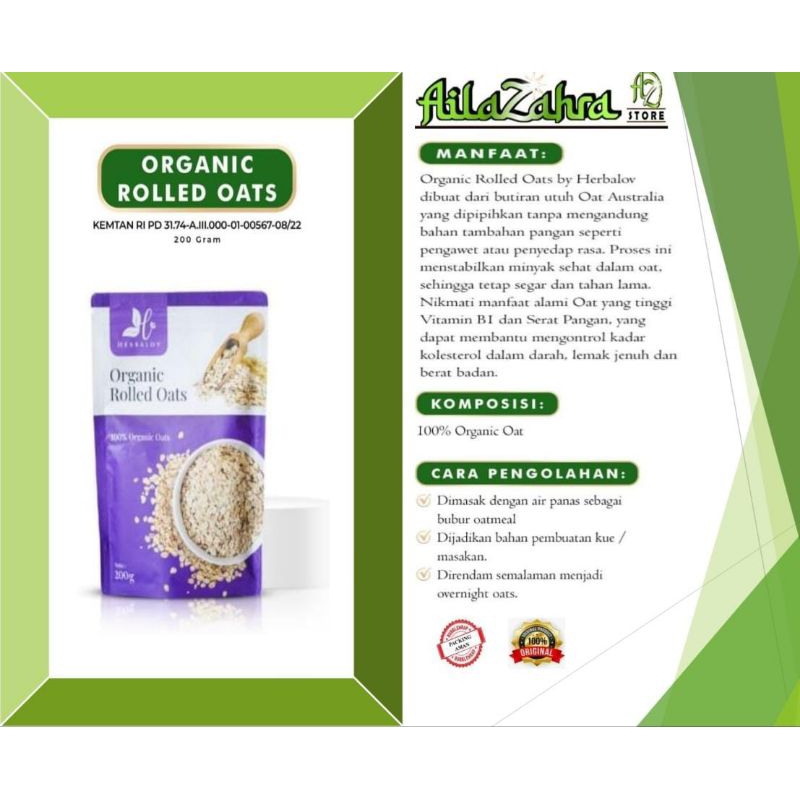 

ORGANIC ROLLED OATS by Herbalov 100% organic oat