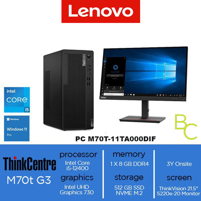 Lenovo ThinkCentre M70t Gen 3 Core i5-12400 8GB 512GB W11Pro