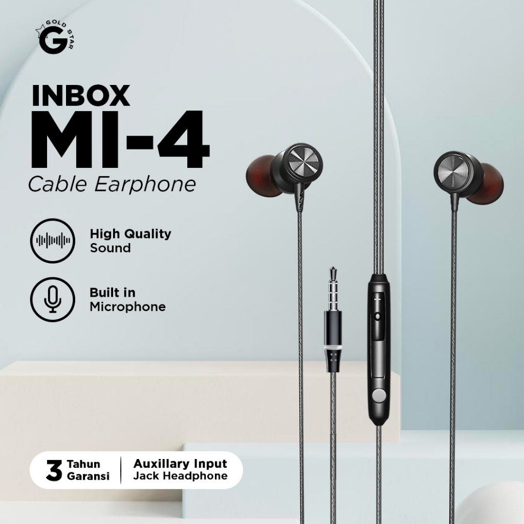 Inbox MI-4 Headset Earphone Jack 3.5mm Stereo Bass with Mic and Volume Control