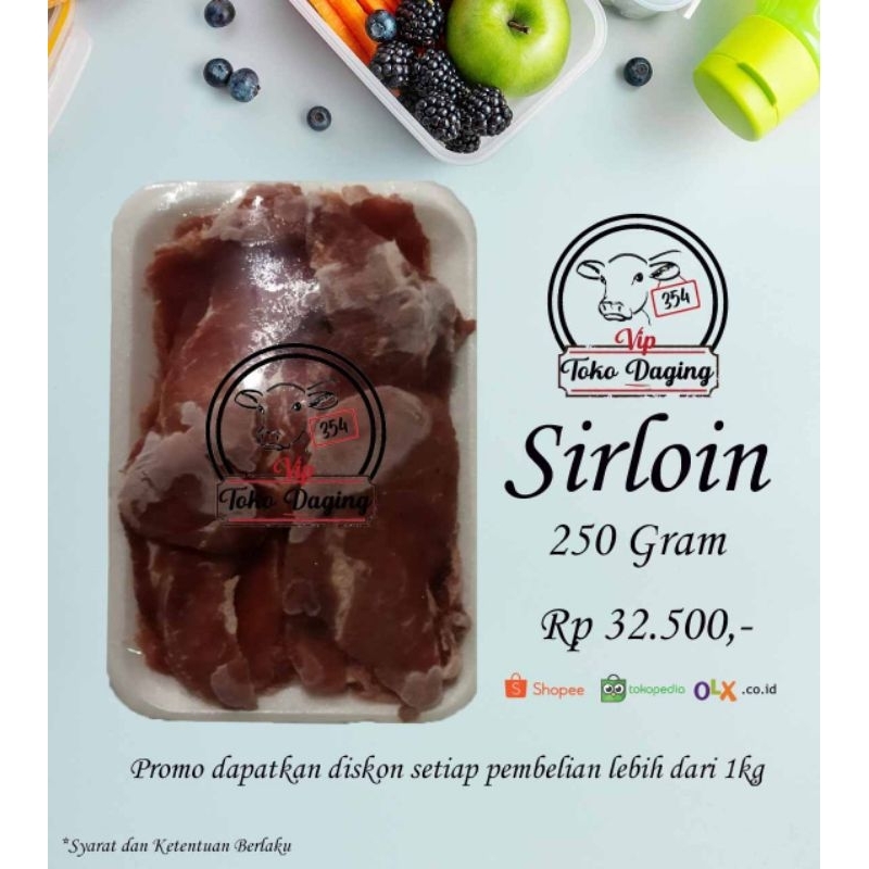 

Daging Beef Slice Sirloin 250gr /Yoshinoya /Yakiniku/Daging Sapi Premium