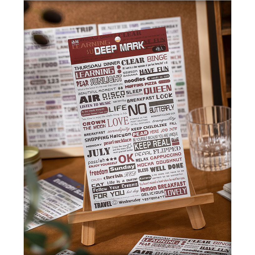 

STIKER UNTUK HIAS JOURNAL DIARY KERTAS WASHI ENGLISH WORDS MOTIF TULISAN CLASSIC RETRO VINTAGE