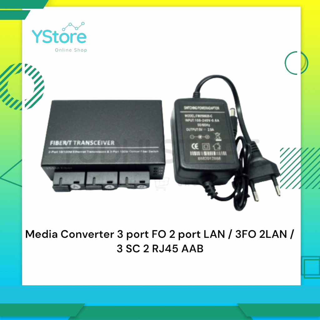 Media Converter 3 port FO 2 port LAN / 3FO 2LAN / 3 SC 2 RJ45 AAB