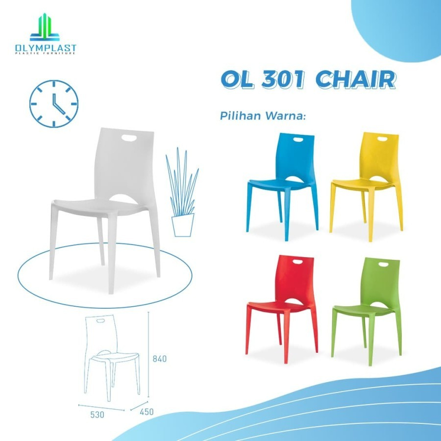Olymplast OL 301 Kursi Bangku Makan Sender Plastik Cafe Resto Santai Modern