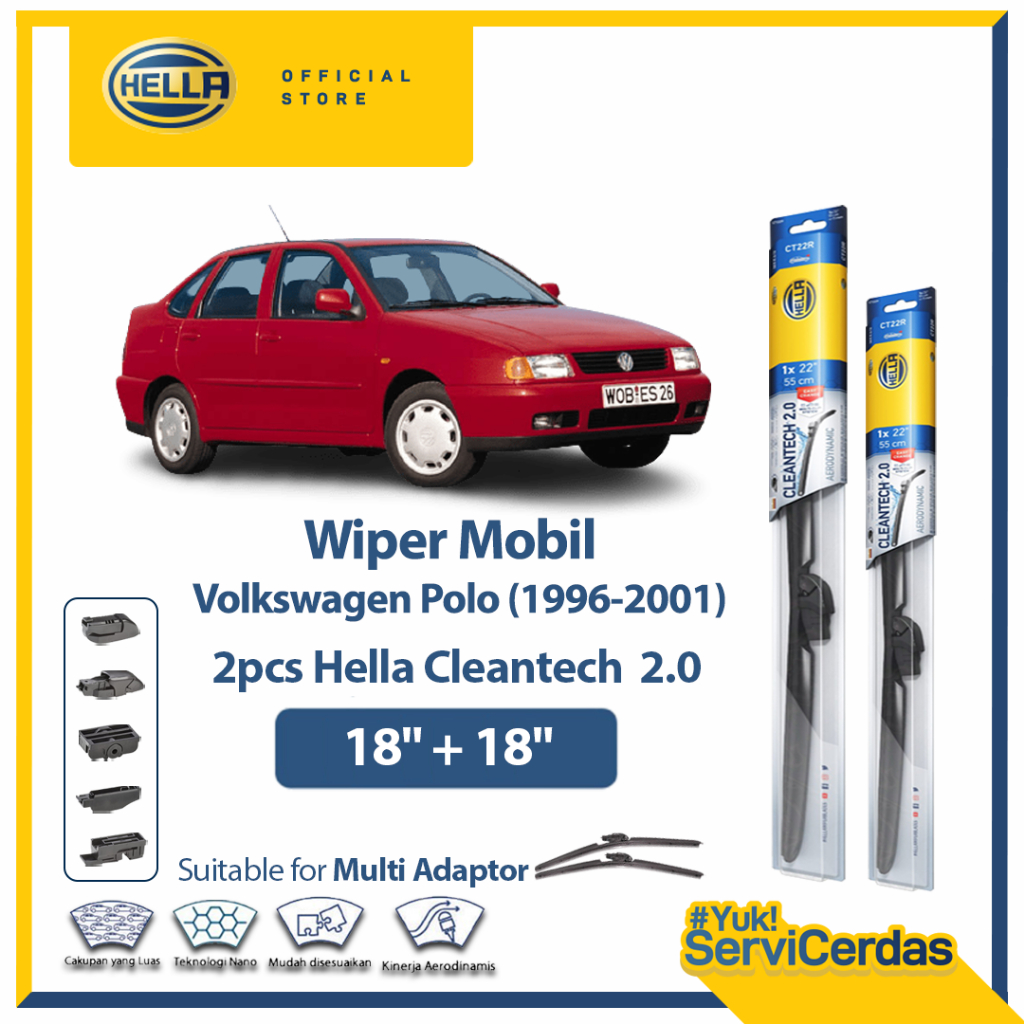 Wiper Mobil VW POLO 1996-2001 (18”+18”) - HELLA Cleantech 2.0