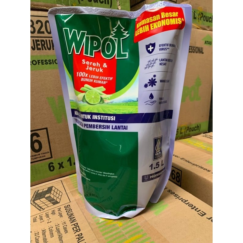 WIPOL PROFESSIONAL 1.5 Liter..Wangi Sereh dan Jeruk Nipis Pembersih Lantai