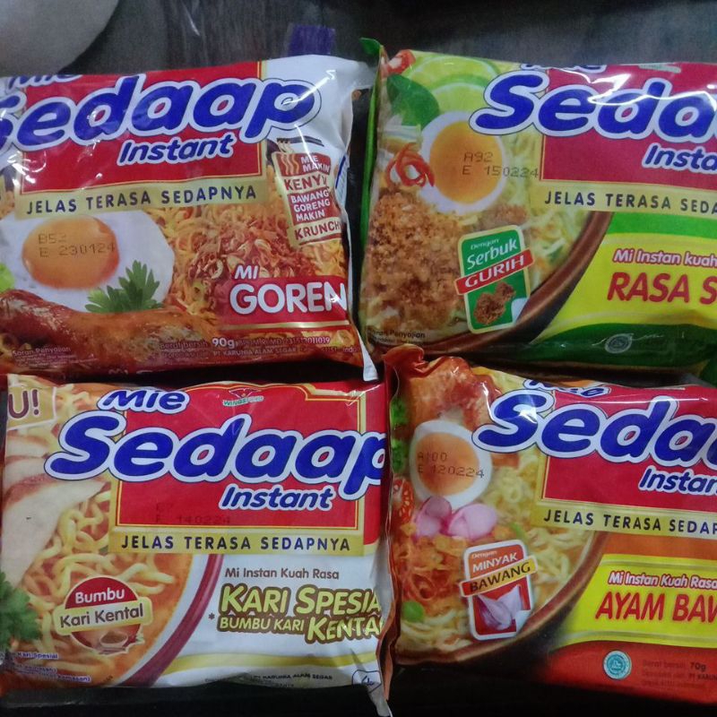 

MIE SEDAAP GORENG, KUAH SOTO, KUAH AYAM BAWANG, KUAH KARI