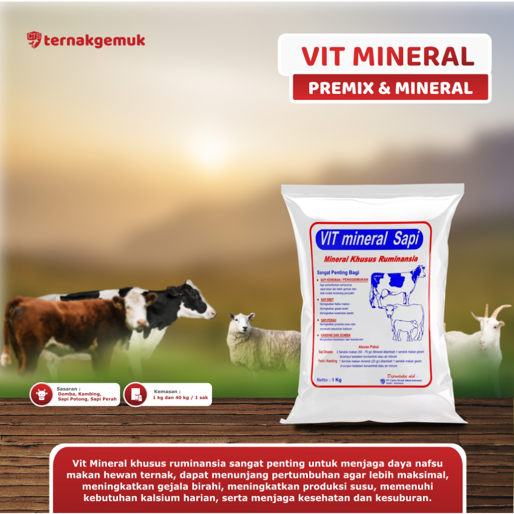 VIT MINERAL SAPI - KALSIUM PENGGEMUK SAPI KAMBING TERNAK PELENGKAP PAKAN KONSENTRAT