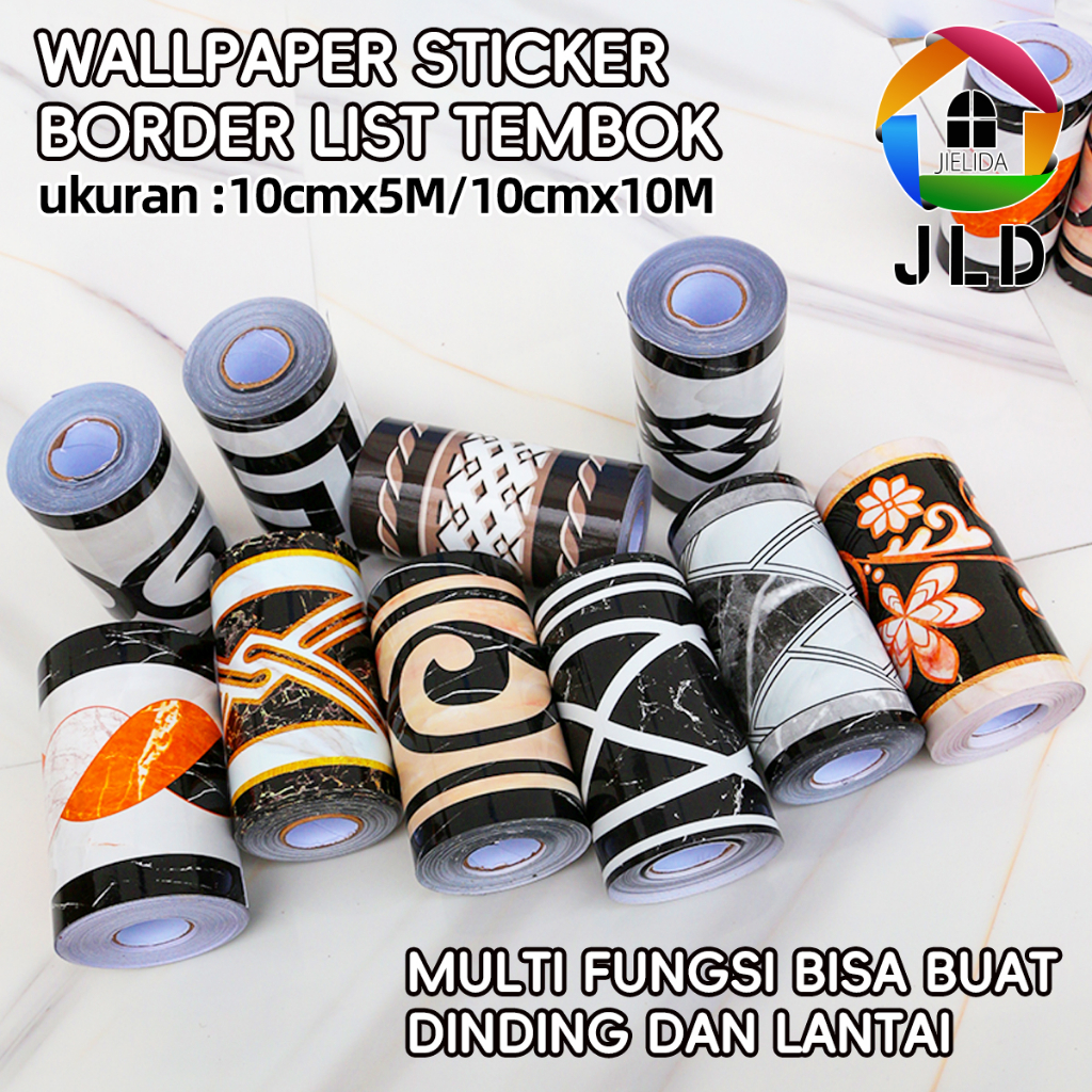 JieLiDa STIKER DEKORASI GLOSSY PREMIUM ANTI AIR BORDER PVC 10cmx5M/10cmx10M  Wallpaper Sticker Borde