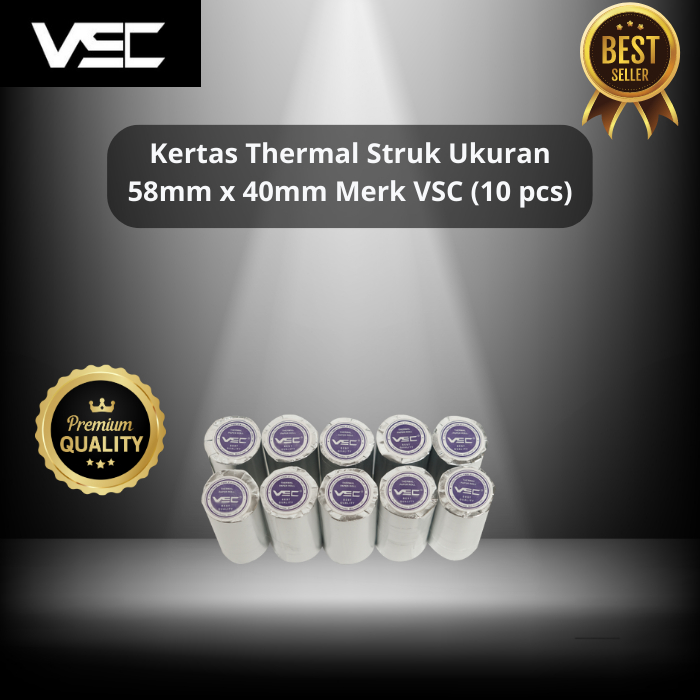 

KERTAS THERMAL STRUK 58mmx40mm, MERK VSC 1 PACK (10PCS)