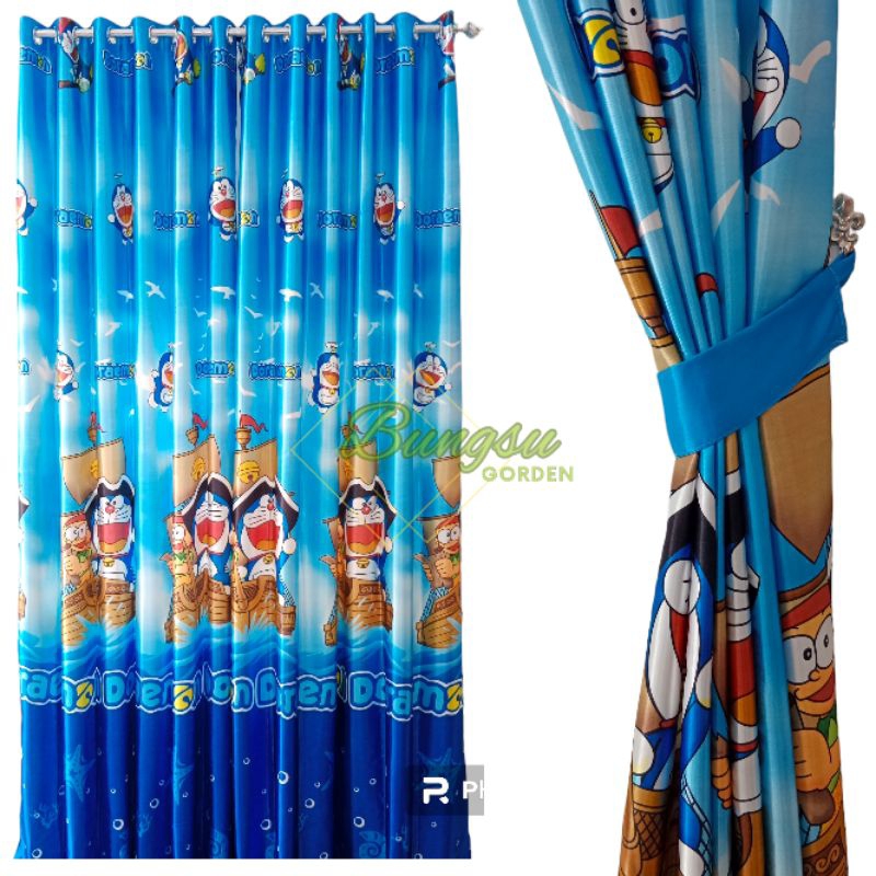 Gorden jendela blackout karakter doraemon model smokring 6 gelembung 12 lubang